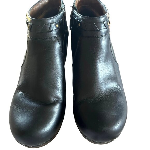 Dansko Dabney Black Nubuck Leather Platform Boots Booties Clogs Side Zip Size 39 - Picture 4 of 13